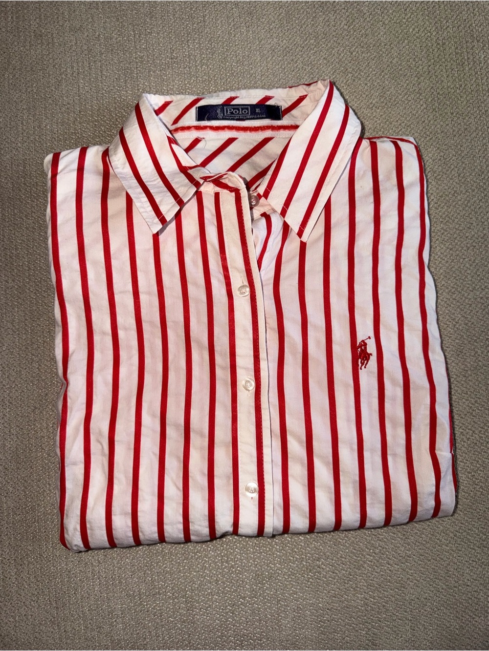 Polo by Ralph Lauren White Blouse with Red Stripes